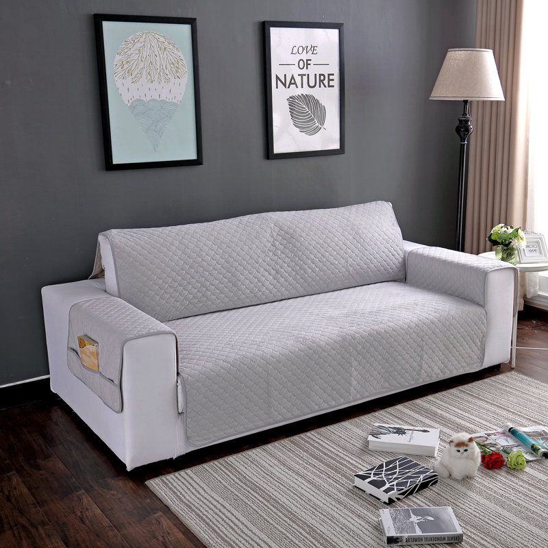 Box Cushion Sofa Slipcover, 30" H x 45" W x 20" D, Gray