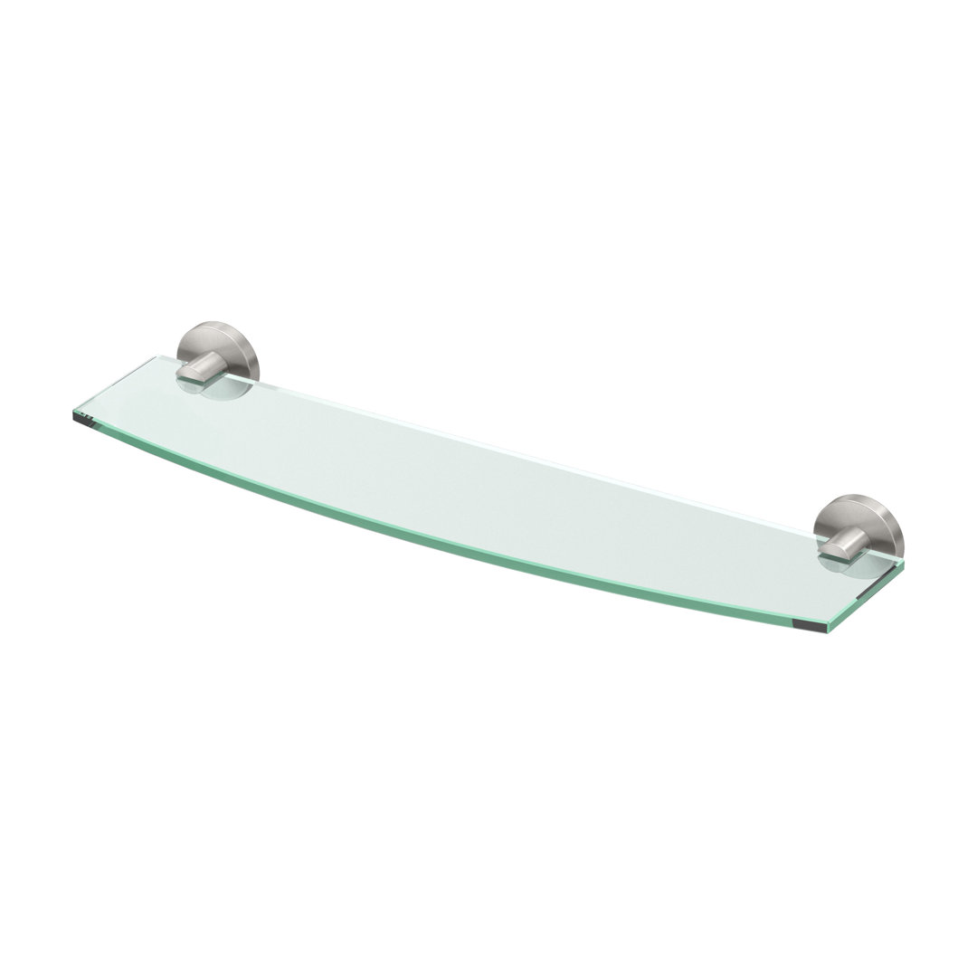 Gatco Reveal Wall Mounted Curved Tempered Glass Shelf | Floating Glass Shelf Gatco 