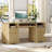 Luing 59" W Fluted Executive Desk with Keyboard Tray and File Drawers -1018203402-1033999542