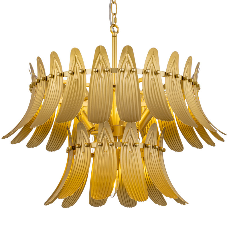 5-Light Dimmable Gold Leaf Tiered Chandelier