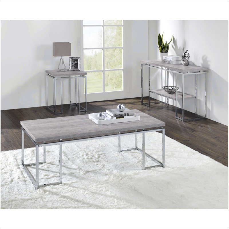Square End Table with Metal Sled Base