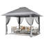 Pavillon de jardin escamotable 13 pi x 13 pi avec moustiquaire, abri de jardin à toit double imperméable avec toit double pour la cour et le jardin