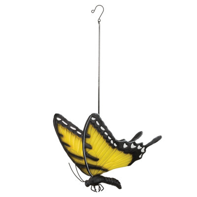 Ornement en forme de papillon suspendu en métal avec effet de rebond printanier et finition multicolore résistante aux intempéries