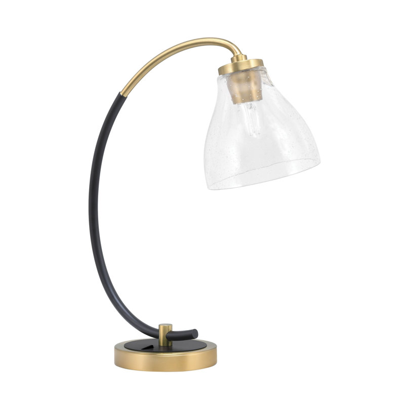 Lampe de bureau Aspremont, Transparent, Noir mat / laiton