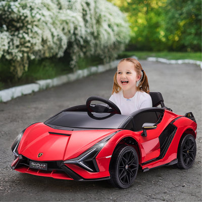 Aosom Lamborghini SIAN Licensed Kids Ride On Car, 12V Battery Powered Electric Sports Car Toy with Remote Control, Horn, Music, & Headlights, Red