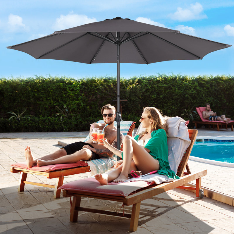 3m Large Paraso With UV, Garden Sun Shade Canopy Patio With Crank Tilt, Outdoor Umbrella  , Grey