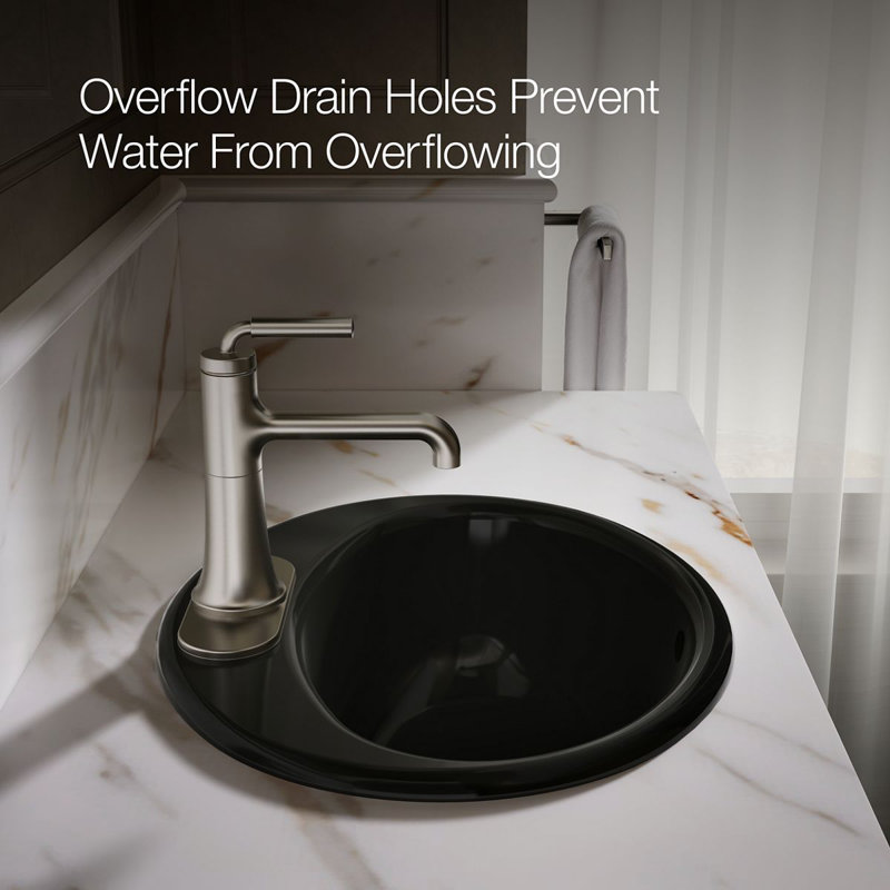 Farmington Metal Oval Drop-In Bathroom Sink with Overflow, Black