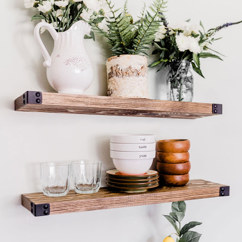 Tablettes en bois rustique avec détails en métal Willow & Grace Designs, noyer
