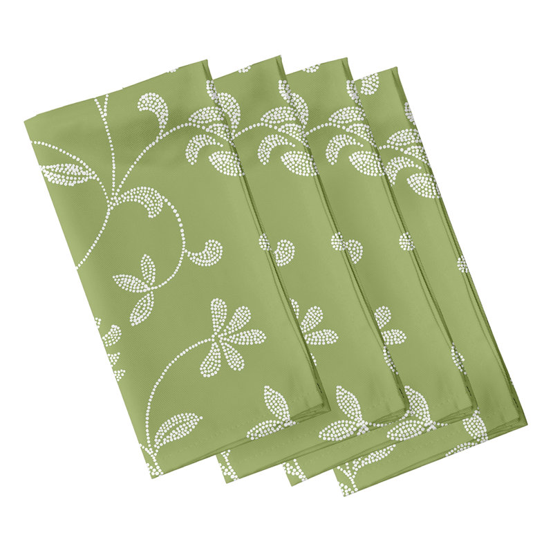 Aspacio Polyester Floral Square Napkin, Green
