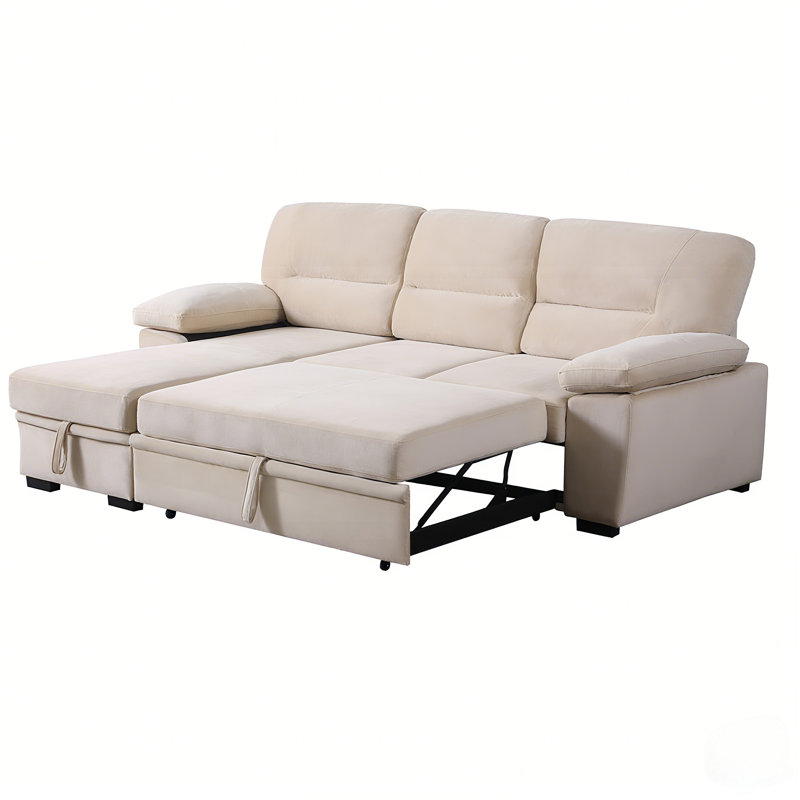 Canapé-lit modulaire en velours réversible 97,5 po