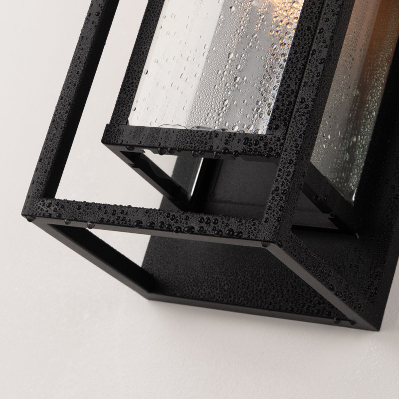 Polikron Classic Outdoor Wall Sconce 1 Light with Dusk to Dawn in Matte Black Rectangular, 18" H x 6.61" W x 5.71" D