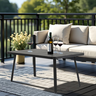 Black Steel Rectangle Patio Coffee Table