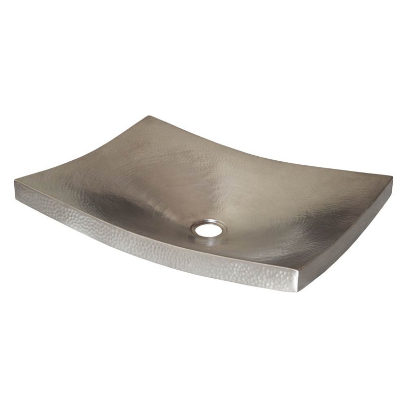 Kohani Hand Hammered Rectangular Vessel Bathroom Sink, Brushed Nickel