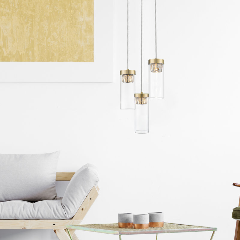 Raunds 3 - Light Cluster Cylinder Pendant, Gold