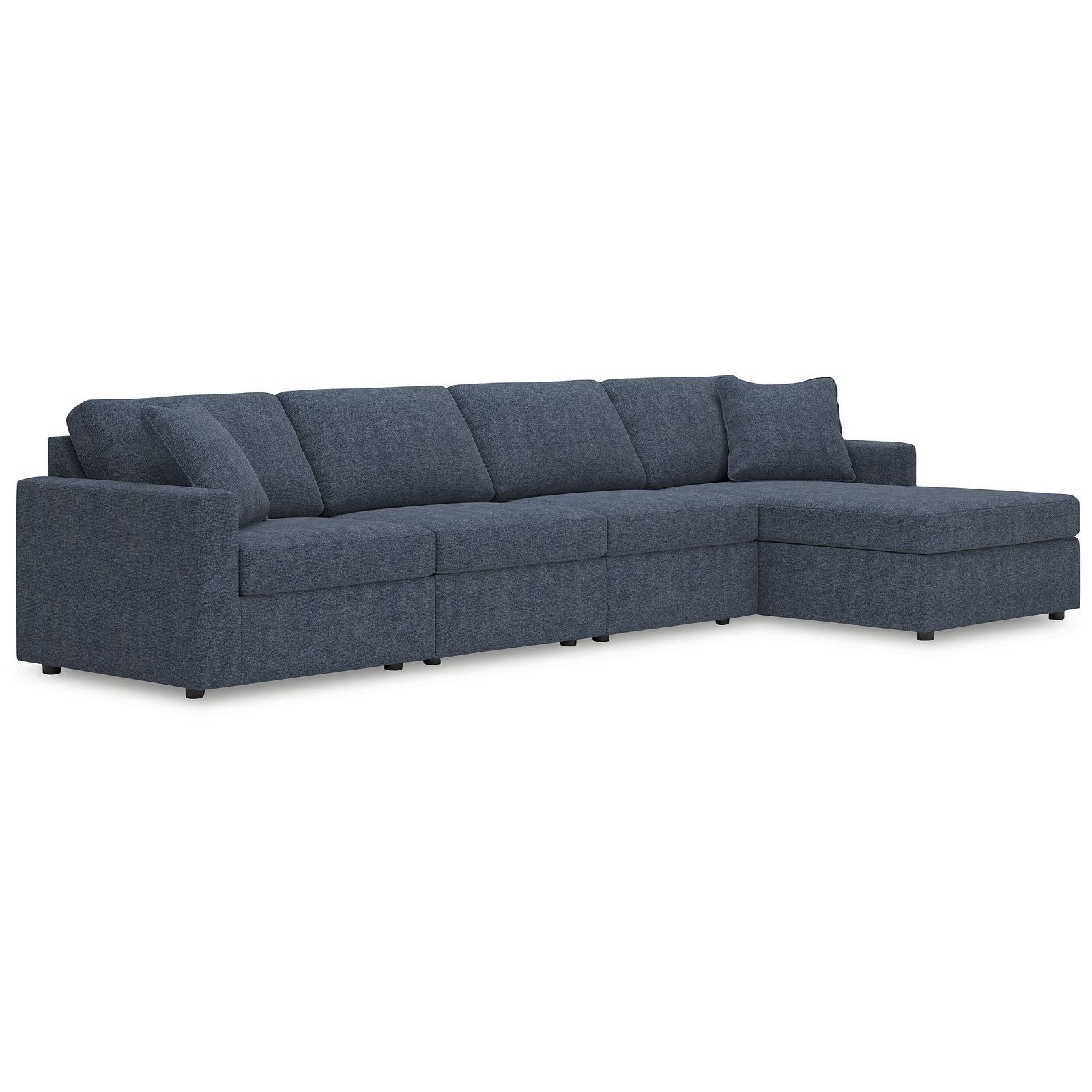 Modular Sectional, 36" H x 140" W x 68"D, Blue Polyester, Right Hand Facing