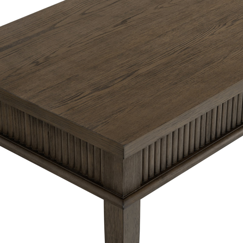 Shelbie 1 Drawer Reeded Desk, Dark Brown Oak