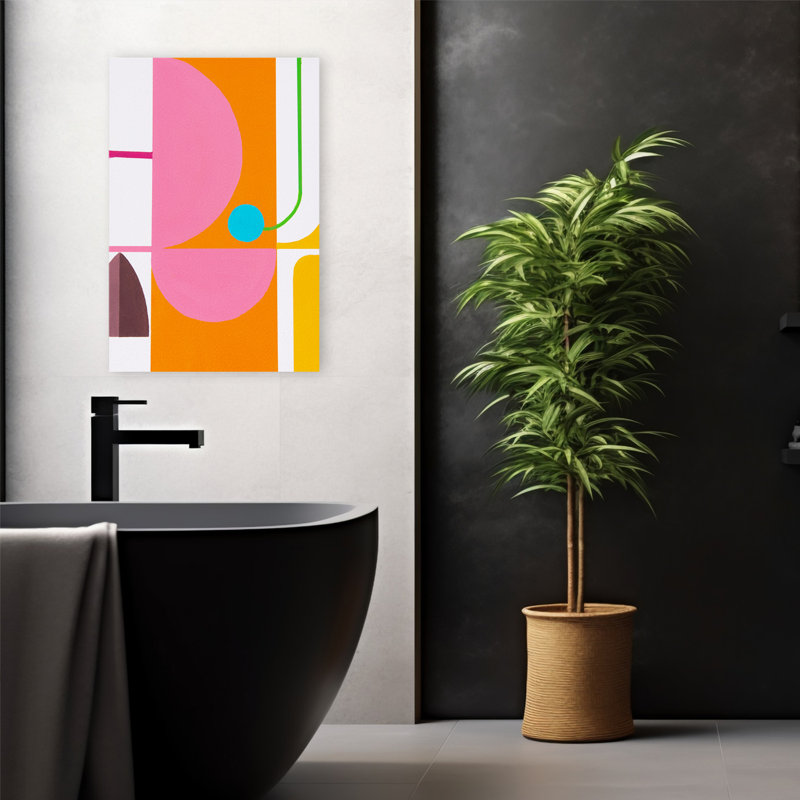 Courir vers le soleil 3 - Art moderne Mid-Century abstrait, H 24 po x l 16 po