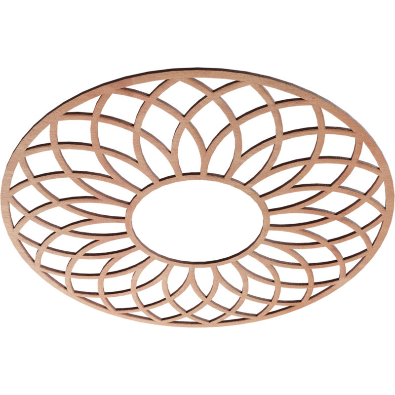 Médaillon de plafond en bois de cerisier 30 po x 10 1/4 po x P 1/4 po, Merisier, H 26 po x l 26 po x P 0,38 po