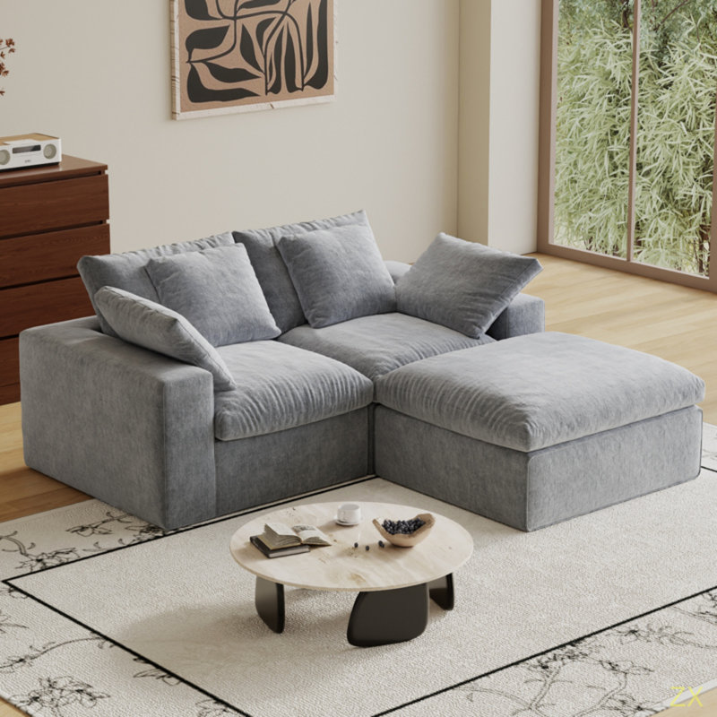 Canapé modulaire modulaire, 3 sièges, canapé modulaire compressé de style minimaliste moderne, canapé-lit pour le salon, canapé confortable avec canapé et repose-pieds