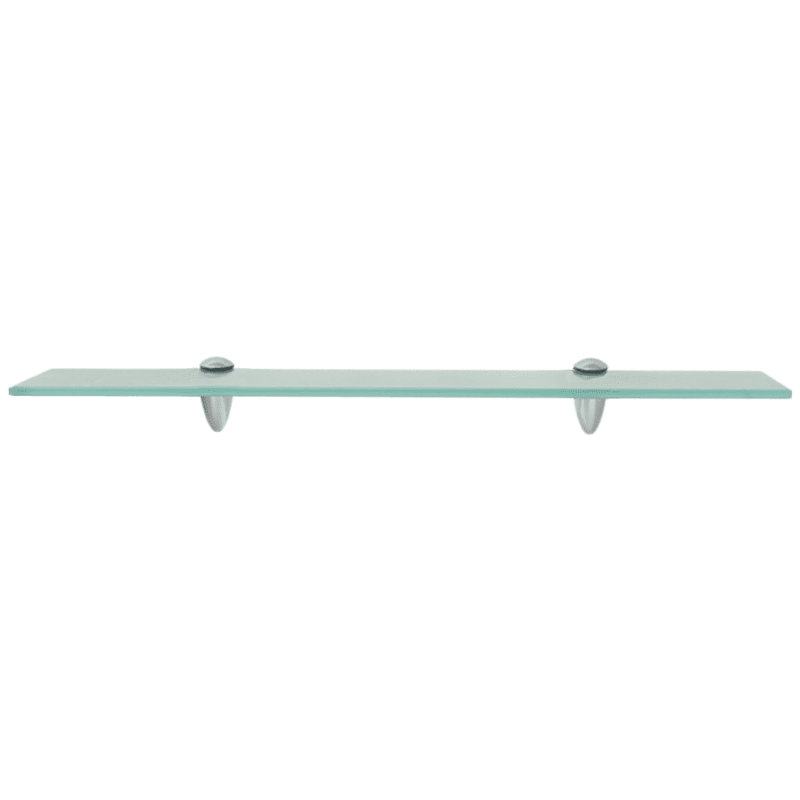 vidaXL Wall Shelf Floating Display Shelf with Clip Brackets Tempered Glass, 0.8cm H x 60cm W x 20cm D, Frosted