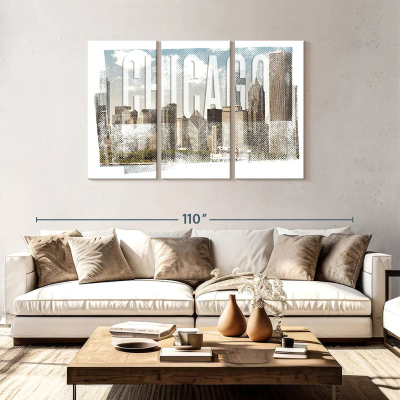 Silhouette d'horizon de Sirecc Chicago, H 48 po x l 74 po
