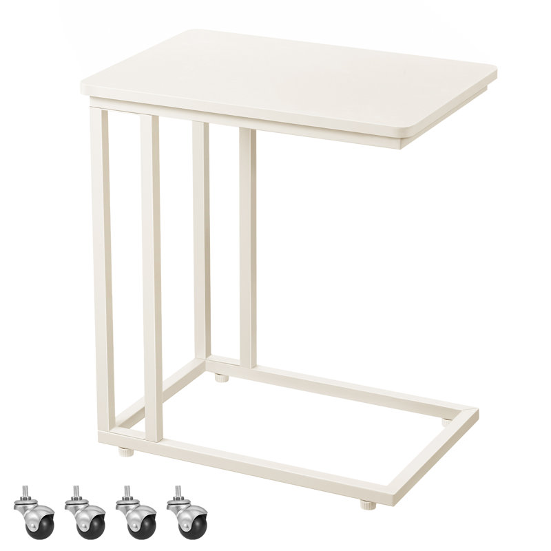 Sashko End Table, Cream White Top/White Base