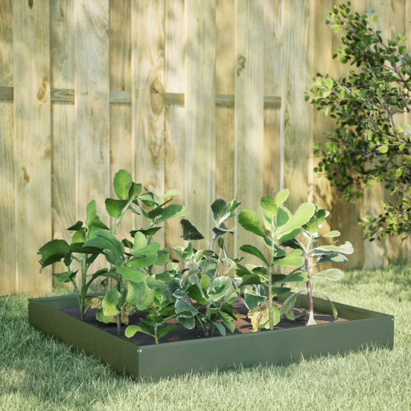 Caylub Metal Raised Garden Bed, 26cm H x 100cm W x 100cm D, Olive