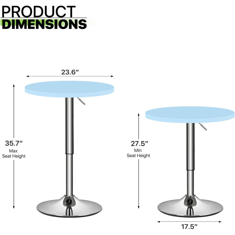 Round Metal Base Dining Table, Blue, Silver