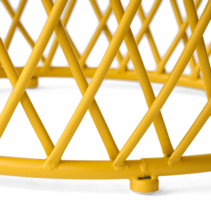 Lattice Iron Side Table, No-Assembly Ready, Yellow