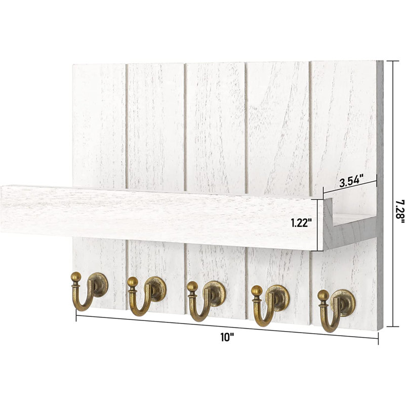 Vyrl Solid Wood Wall Organizer, Weathered White