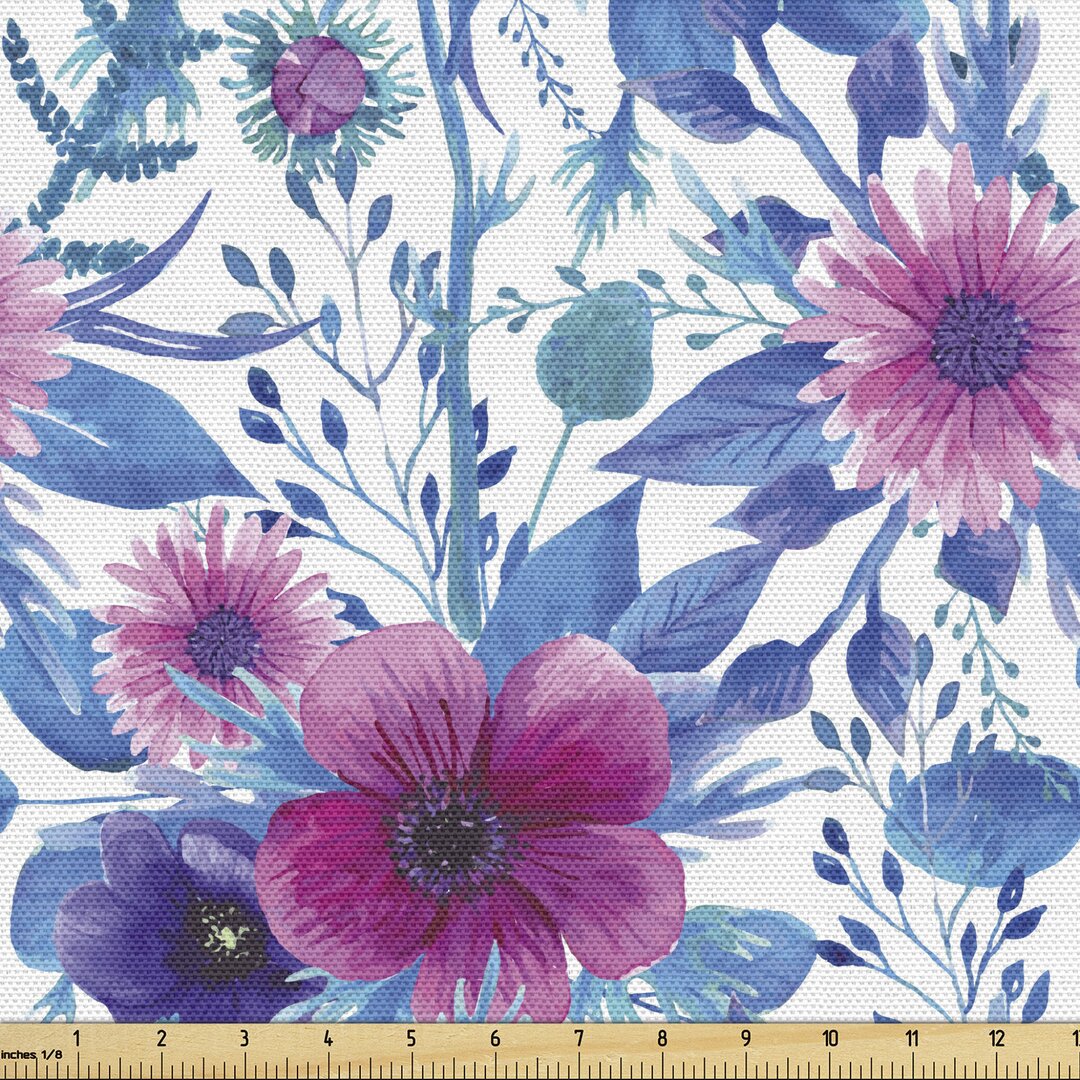 Gewebe als Meterware, Aquarell Nosegay Blumen, Frühling, Azure Blau Rosa