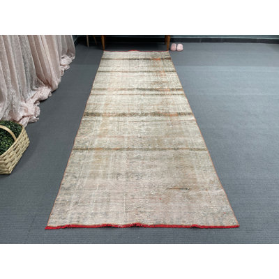 Elegant Runner Rug, 1.4 x 4.1 Ft Beige Patchwork Design