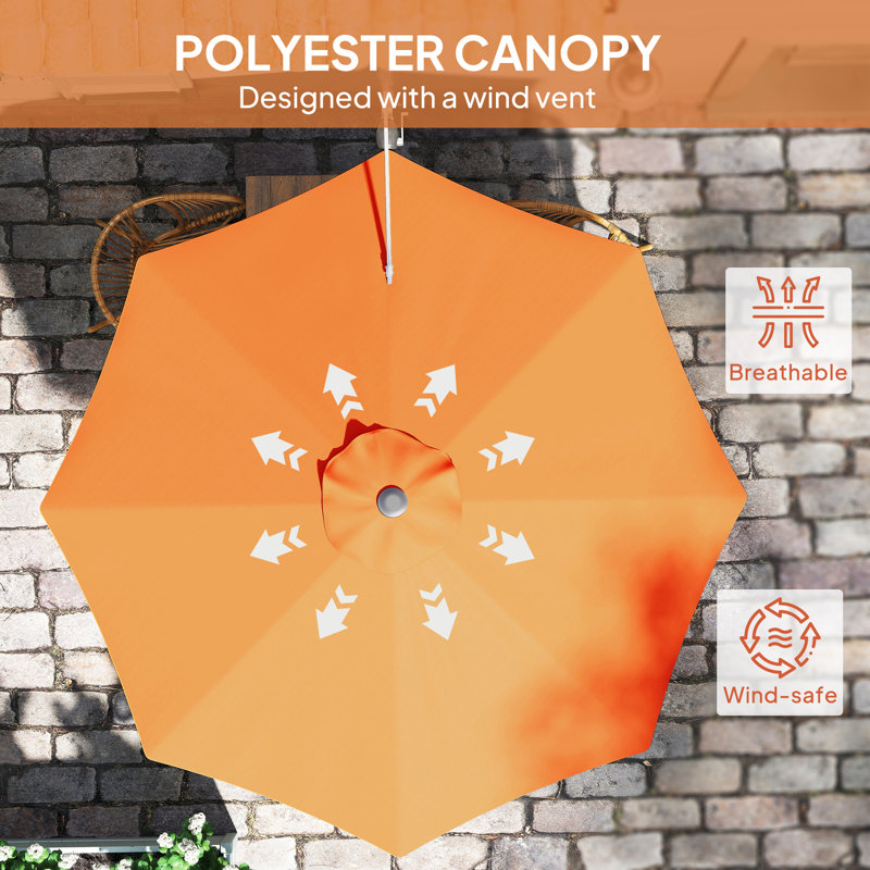 292cm Wall Mount Parasol, Orange