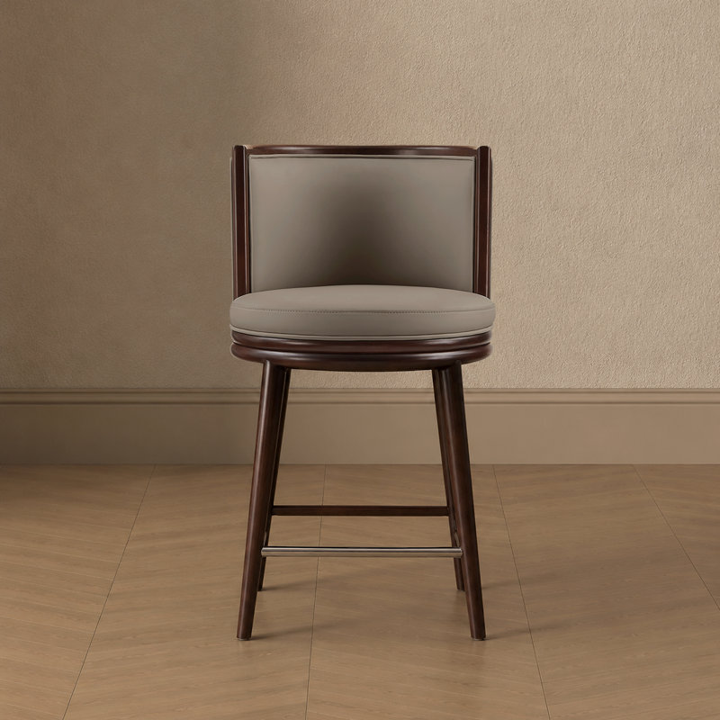 Tabouret de comptoir rembourré Evalyn, Taupe, Tabouret de comptoir (siège d'une hauteur de 26,3