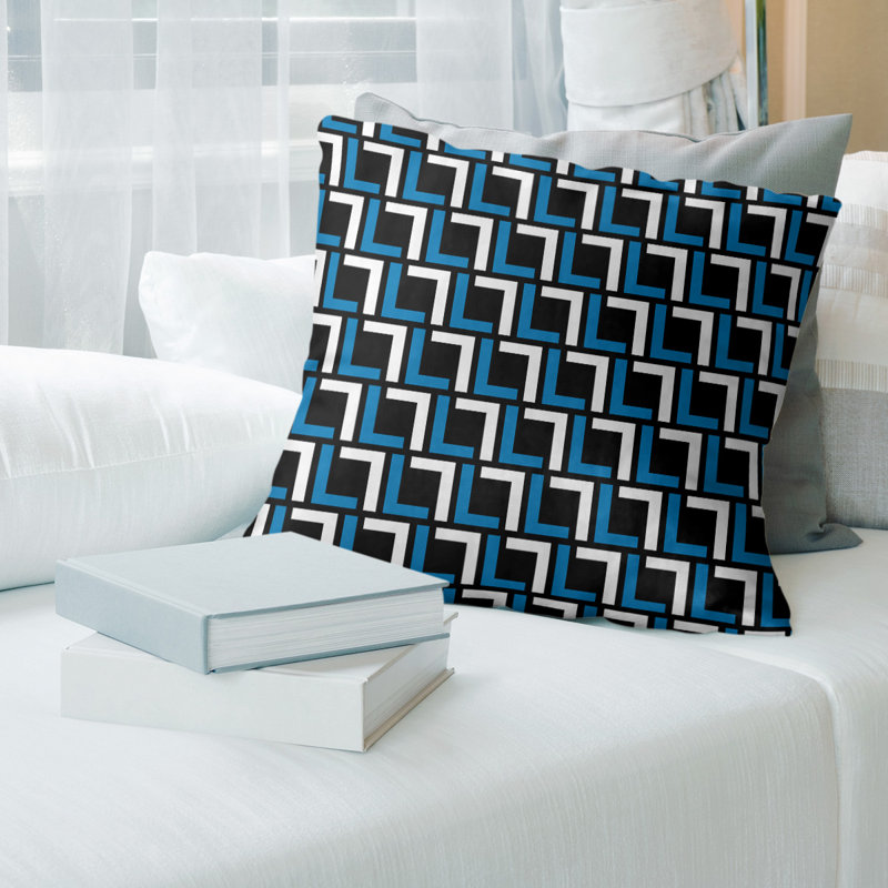 Housse de coussin Detroit Football Luxury, 14 po x 14 po, Polyester sergé, Rouge/bleu