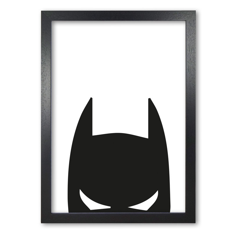 Batman Mask - Painting, Black Grain Frame, 60 cm H x 42 cm W x 5 cm D