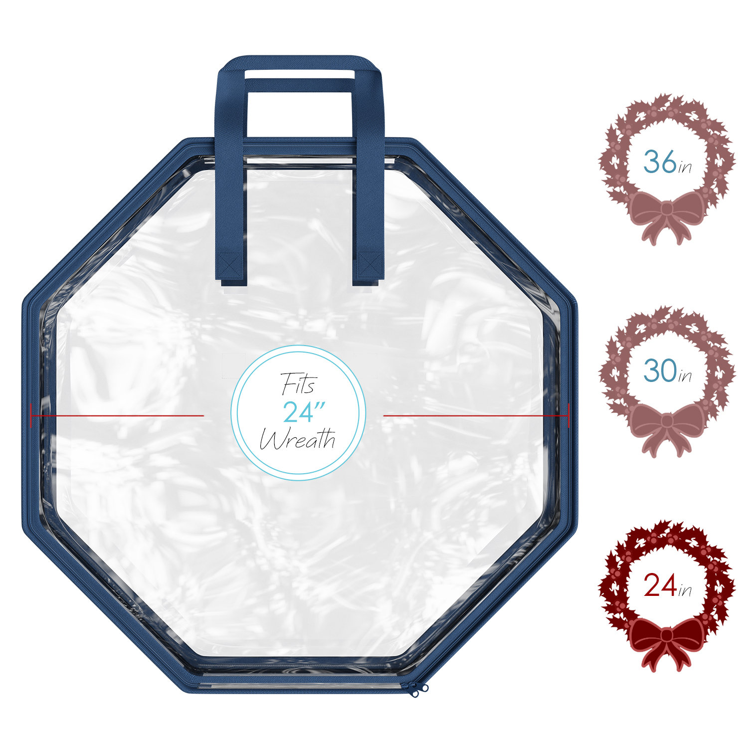 Premium Christmas Wreath Storage Bag, 7" H x 24" W x 24" D, 2 Pack