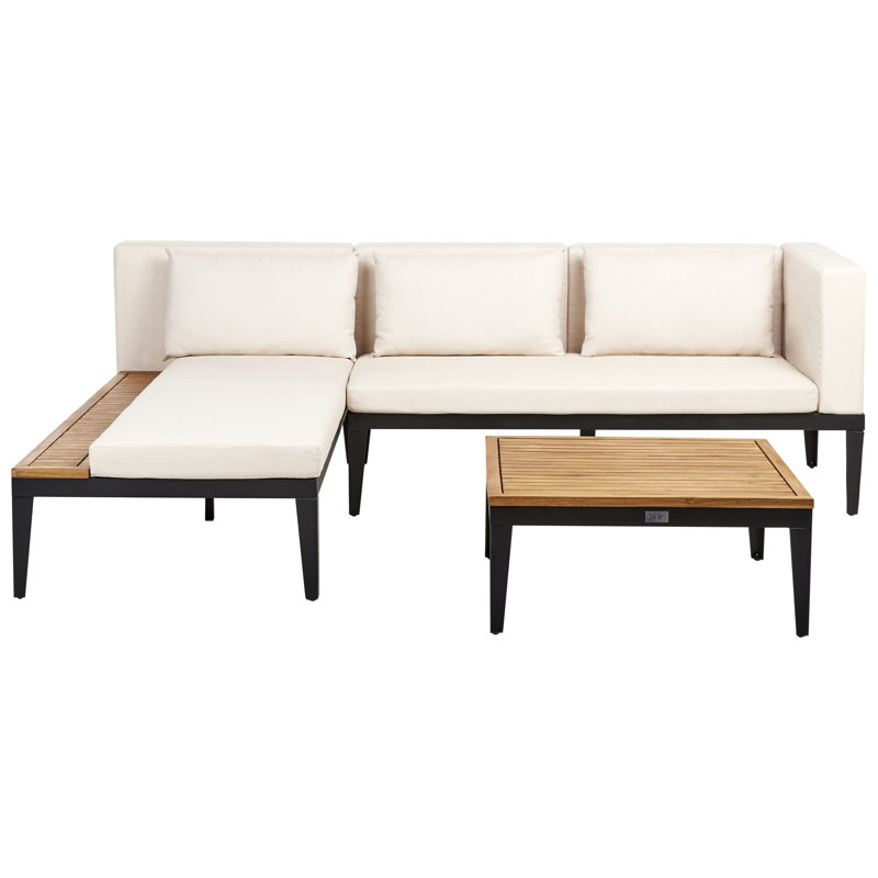 Sofa Set with Table BRACCIANO Certified Acacia Wood Light Beige