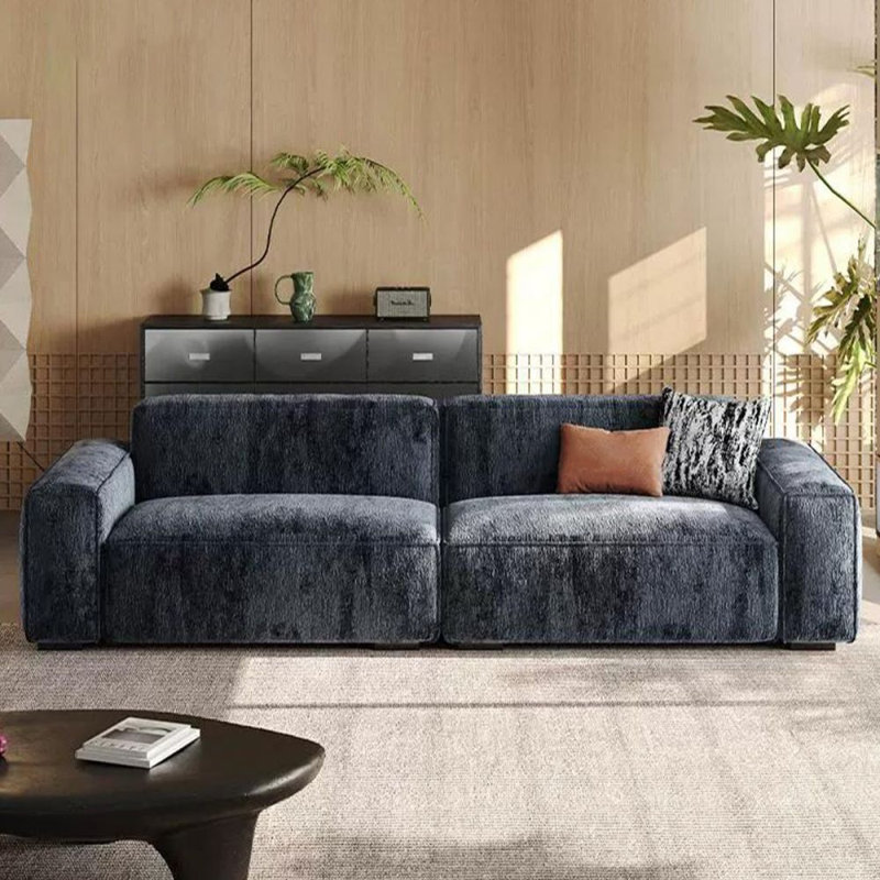 Canapé modulaire en chenille bleue, Bleu