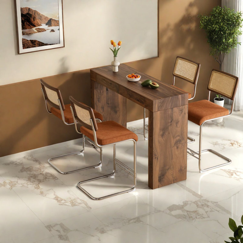 Modern Velvet And Walnut Dining Table Sets With Storage For Restaurants
