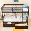 Lit superposé convertible en bois avec tiroirs de rangement et barrières de sécurité-314058103-314058101