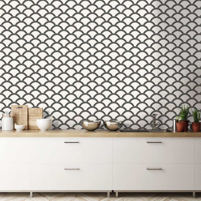 Julietta 16.5' L x 20.5" W Peel and Stick Wallpaper Roll, Black, 1.75 kg