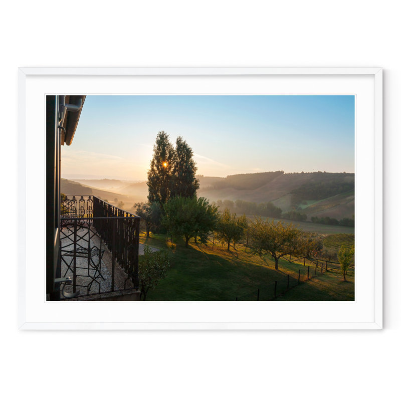 Tuscan Sunrise - Picture Frame Photograph on Paper , 28.5" H x 40" W, White Framed