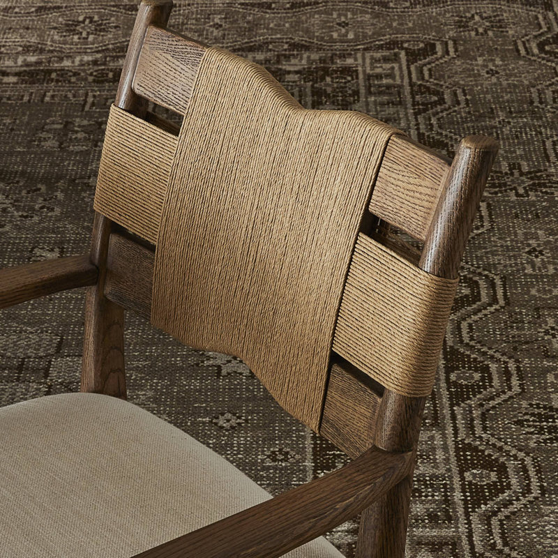 Tova Upholstered Arm Chair, Bergamo Parchment/Light Buff/Natural