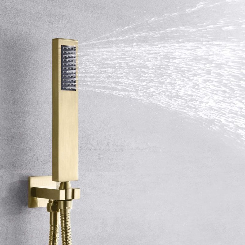Complete Shower System with Rough in-Valve, Brushed Gold