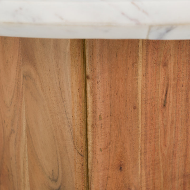 Table basse moderne en marbre blanc et bois de manguier