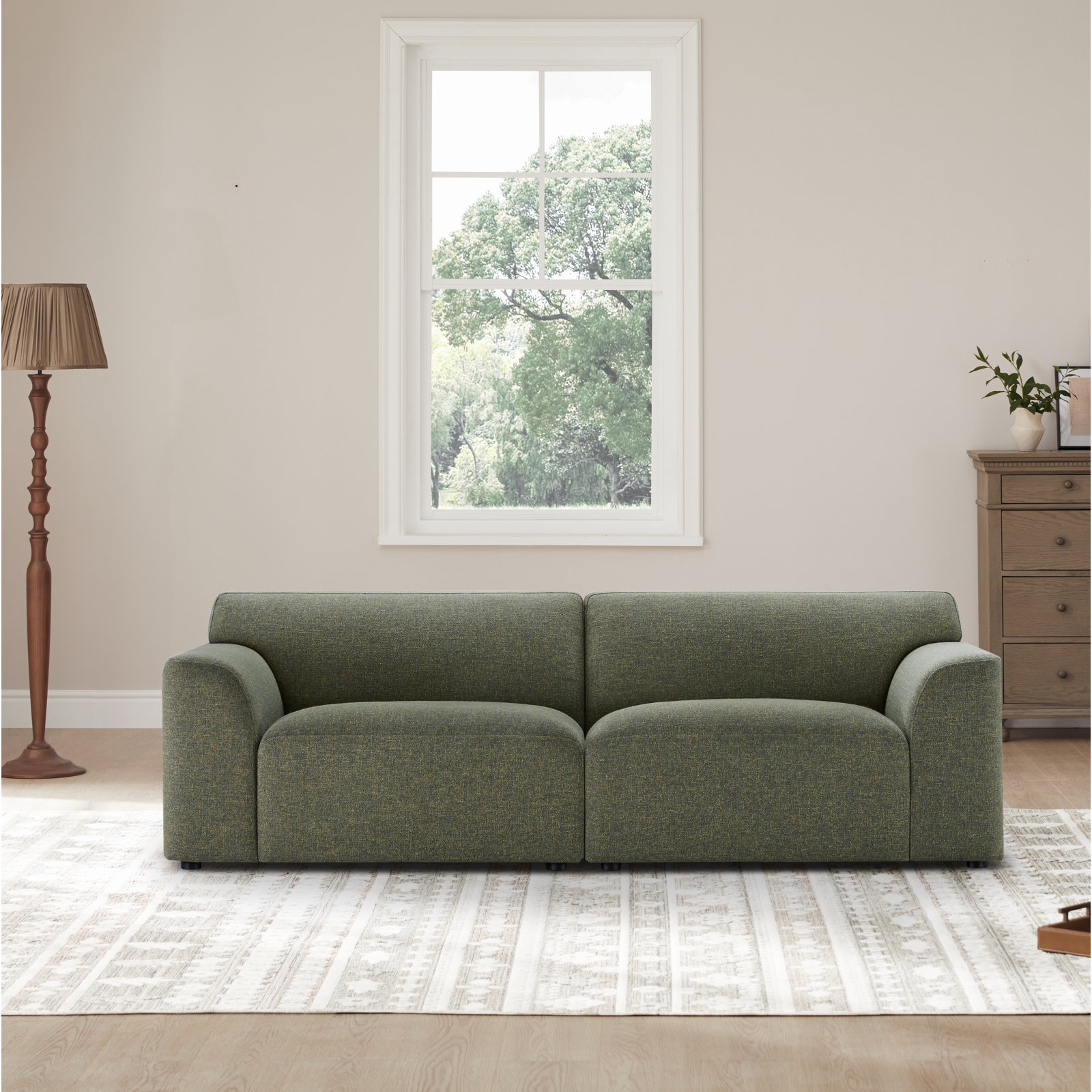  Morell 2-Piece 93" Upholstered Modular Sofa, Nathan Hemp Tweed