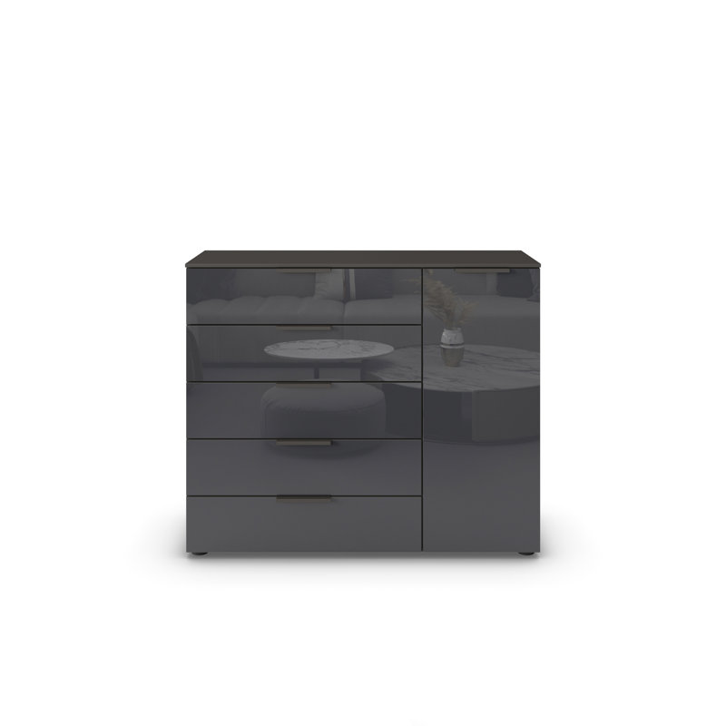 Flipp 5 - Drawer Chest of Drawers, Graphite/Glass Basalt