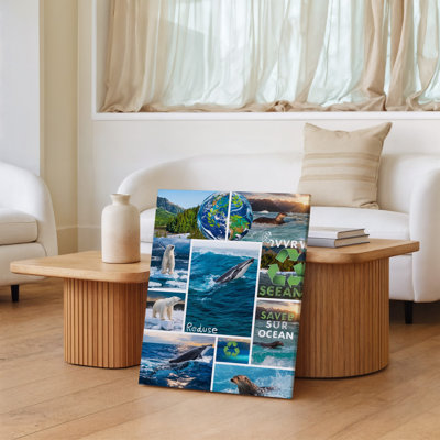 Canvas Create A Vibrant Collage That Emphasizes Environmental Themes Featuring A Wall Art Diverse Array Of Wildlife Including A Canvas Wall Art