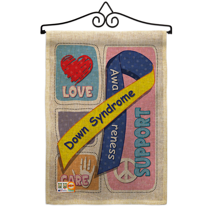 Support d’inspiration en toile jute à 2 côtés 19 x 13 po de l’en toile jute down syndrome drapeau de jardin